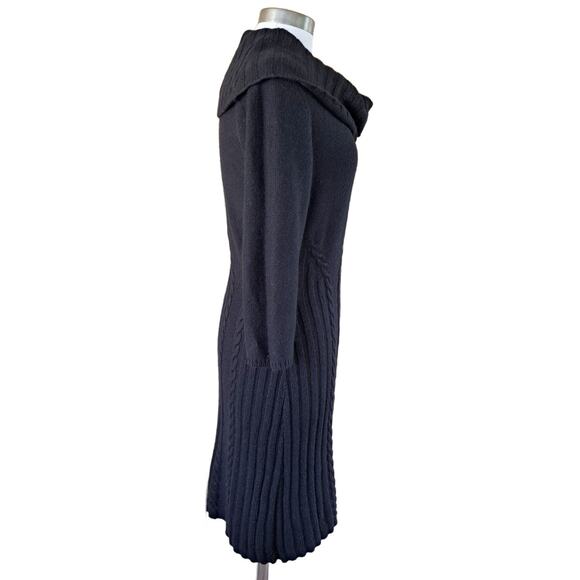 Anthropologie Sleeping on Snow Black Lancet Cowl Neck Sweater Dress Size Large - Picture 3 of 8